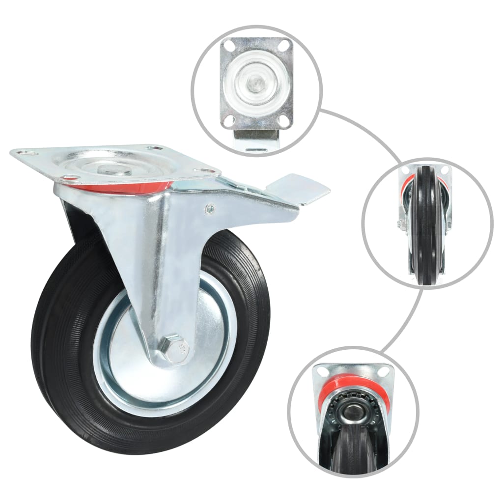 vidaXL drejehjul med dobbelte bremser 4 stk. 200 mm
