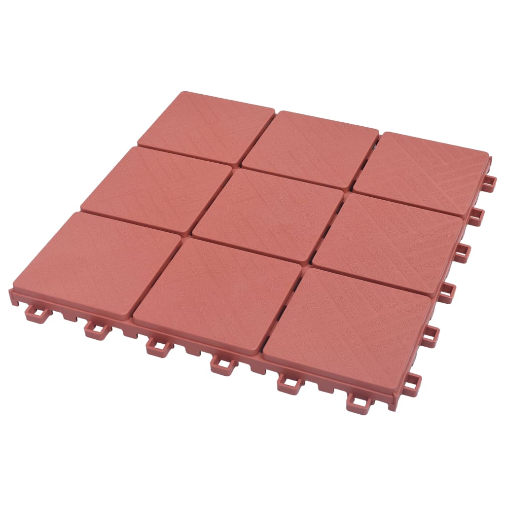 vidaXL terrassefliser 10 stk. 30,5x30,5 cm plastik rød