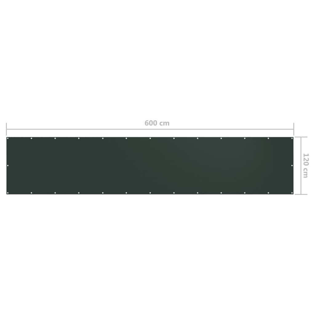 vidaXL altanafskærmning 120x600 cm oxfordstof mørkegrøn