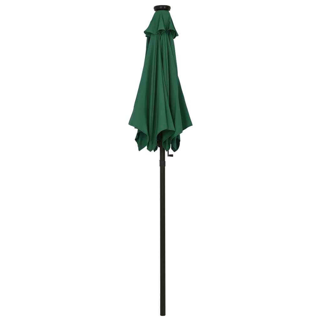 vidaXL parasol med LED-lys 200x211 cm aluminium grøn