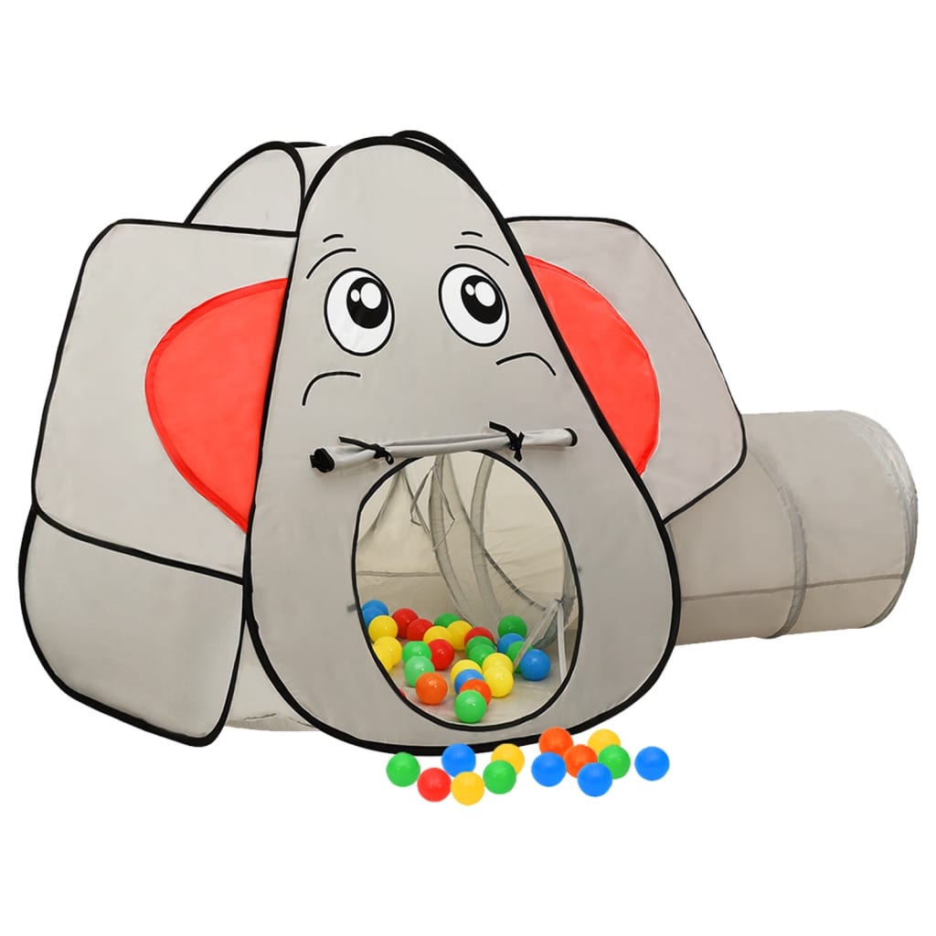 vidaXL legetelt til børn 174x86x101 cm 250 bolde elefant grå