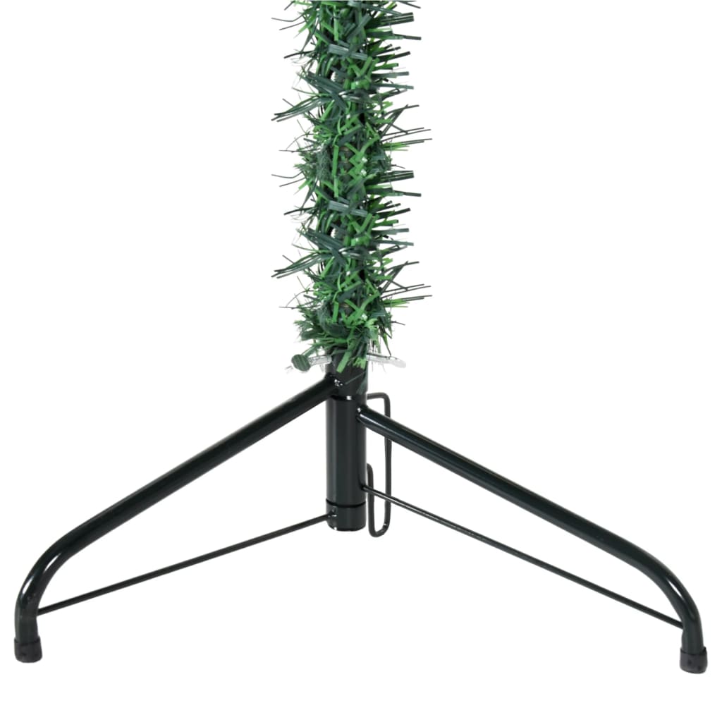 vidaXL kunstigt halvt juletræ med juletræsfod 150 cm smalt grøn