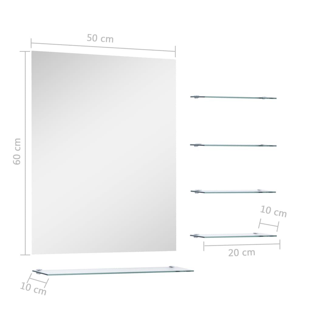 vidaXL vægspejl med 5 hylder 50x60 cm sølvfarvet