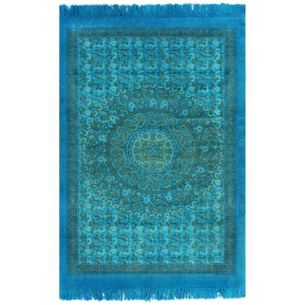 vidaXL kilim-tæppe med mønster bomuld 120 x 180 cm turkis