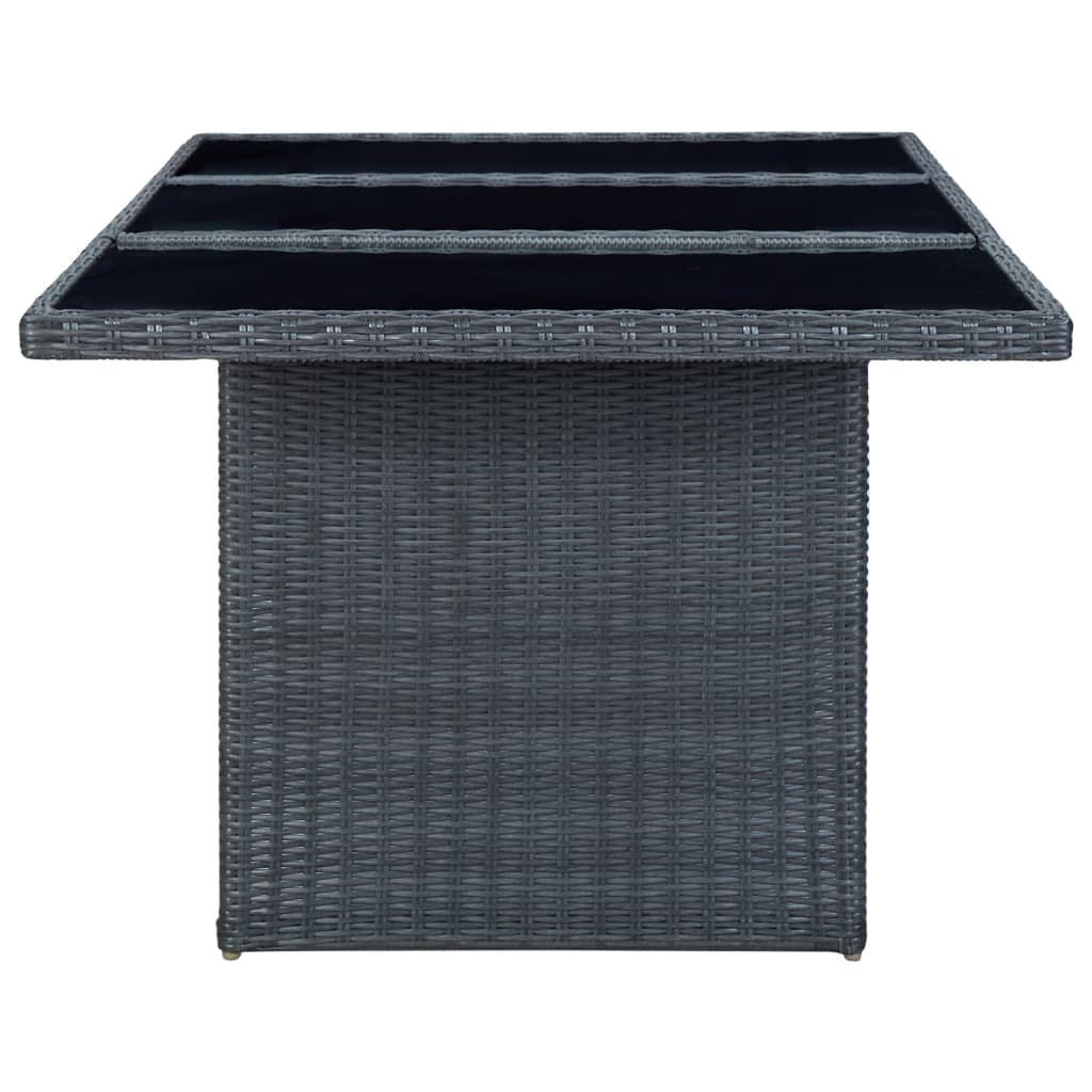 vidaXL udendørs spisebordssæt 9 dele med hynder polyrattan mørkegrå