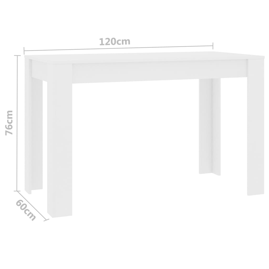 vidaXL spisebord 120 x 60 x 76 cm spånplade hvid