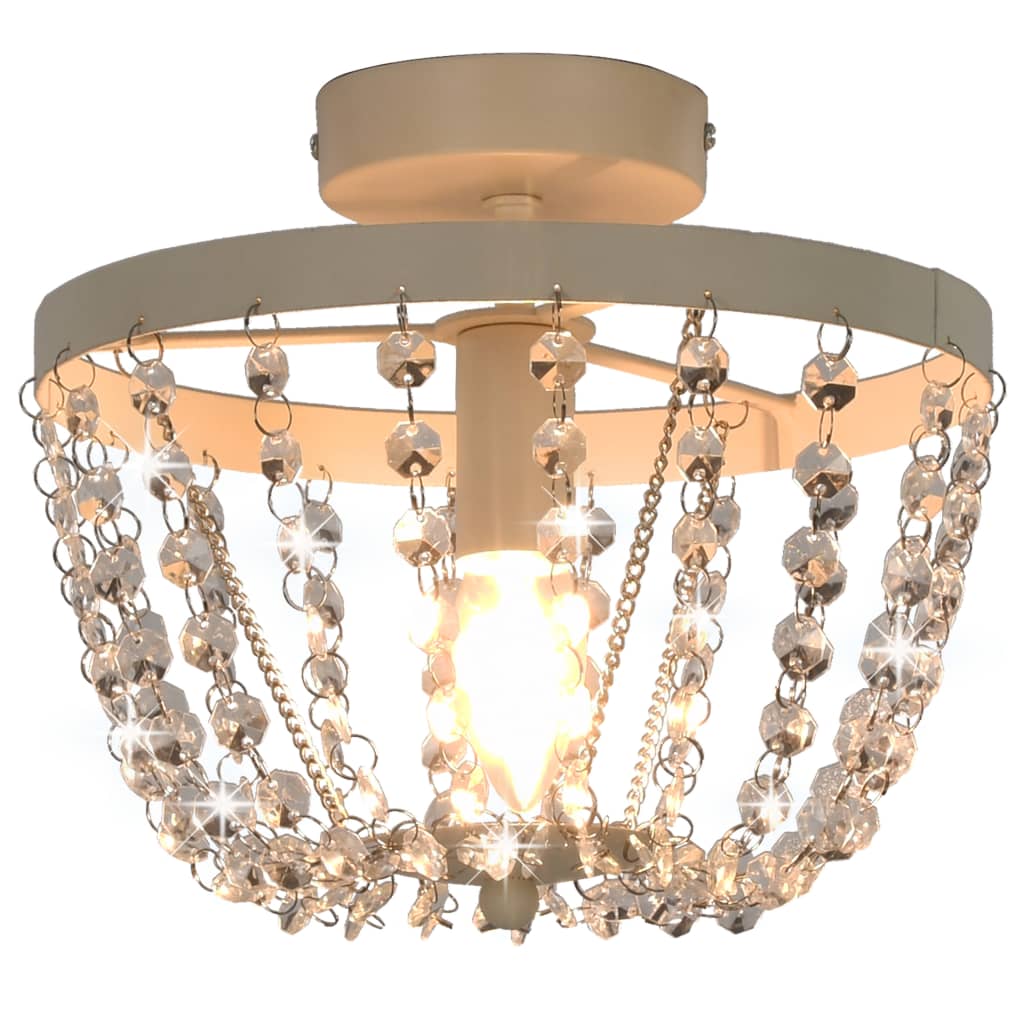 vidaXL loftlampe med krystalperler rund E14 hvid