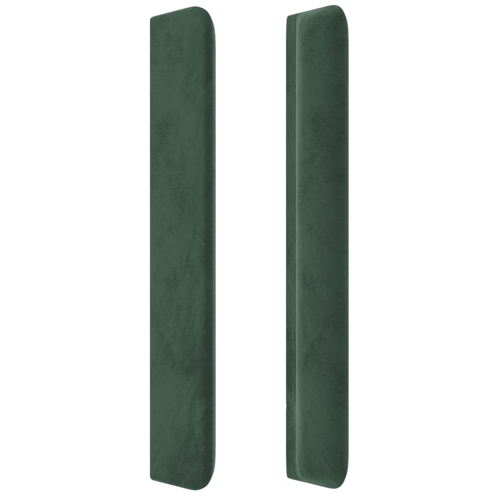 vidaXL sengegavl med kanter 163x16x118/128 cm fløjl mørkegrøn