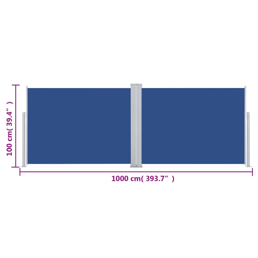vidaXL sammenrullelig sidemarkise 100 x 1000 cm blå