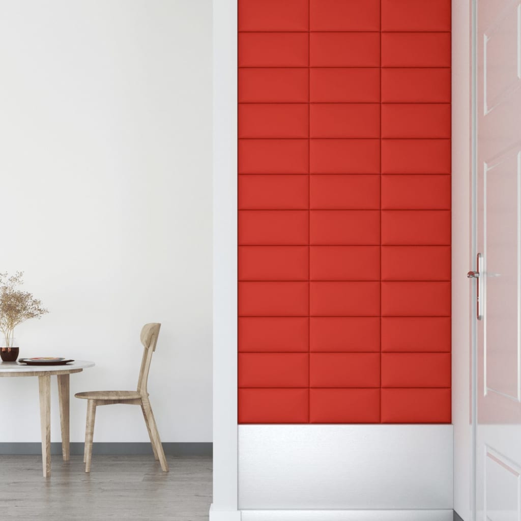vidaXL vægpaneler 12 stk. 30x15 cm 0,54 m² kunstlæder rød
