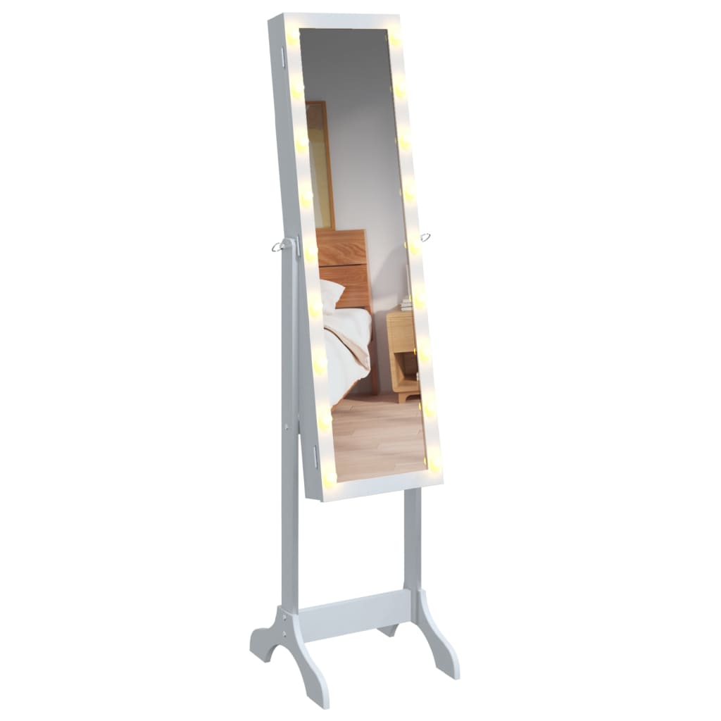 vidaXL fritstående spejl med LED 34x37x146 cm hvid