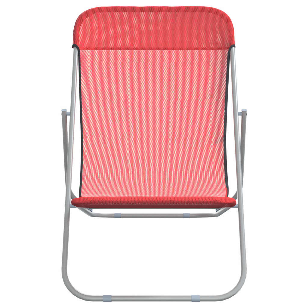 vidaXL foldbare strandstole 2 stk. textilene og pulverlakeret stål rød