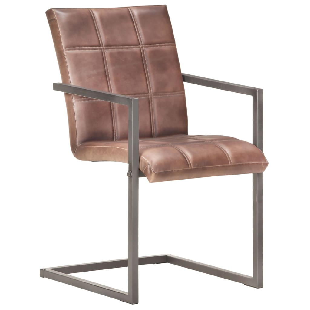 vidaXL spisebordsstole med cantilever 6 stk. ægte læder rustikbrun
