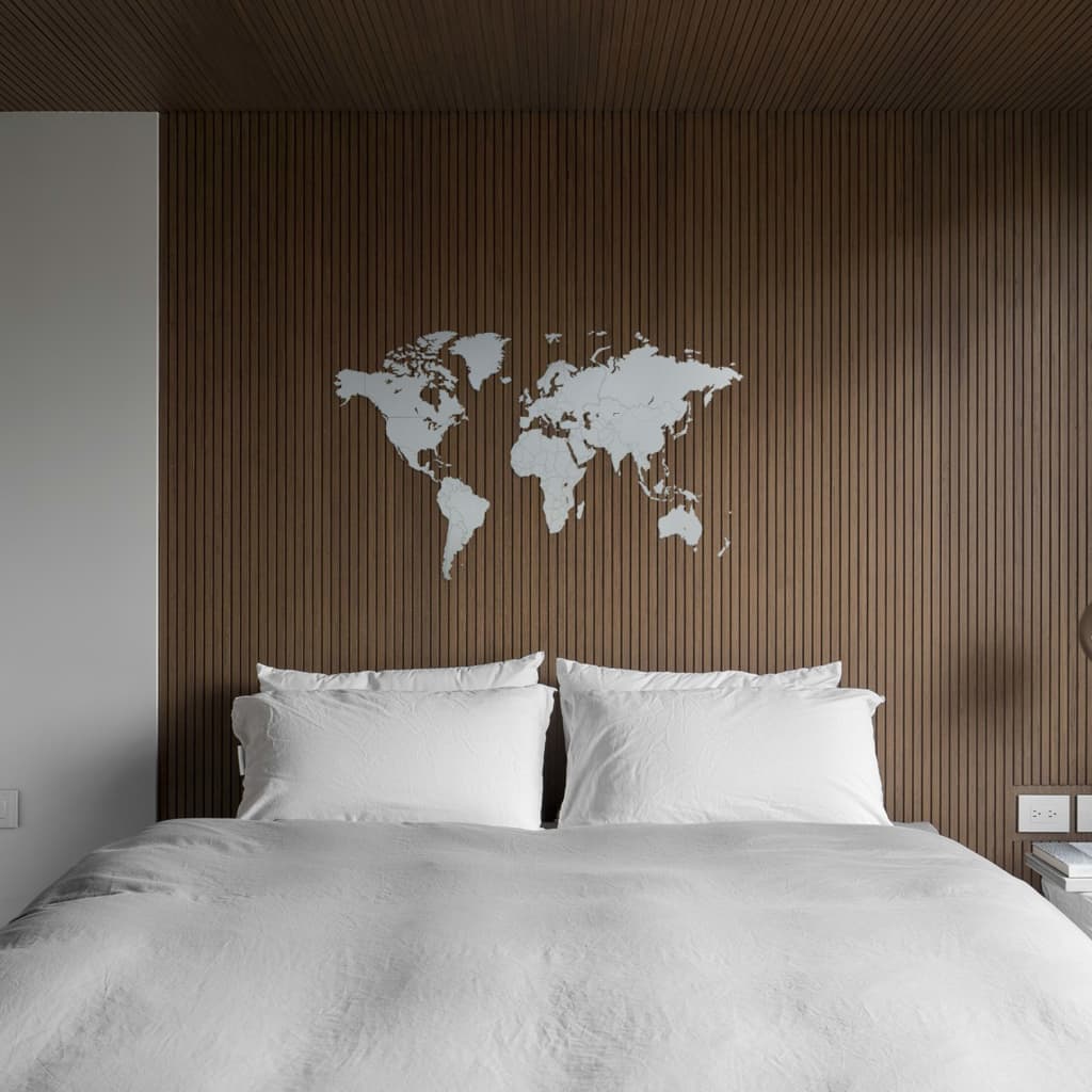 MiMi Innovations verdenskort i træ vægpynt Luxury 130 x 78 cm hvid