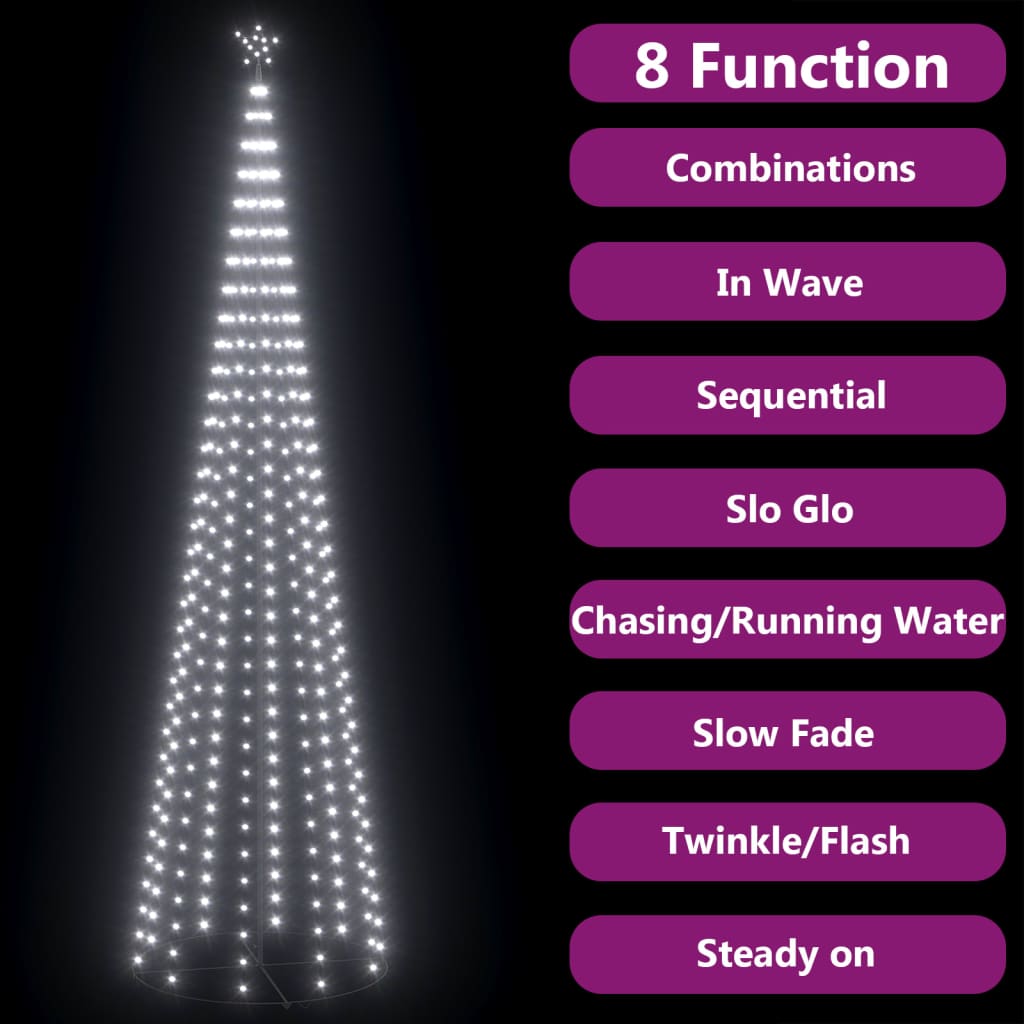 vidaXL lysende juletræ 160x500 cm 752 LED'er koldt hvidt lys