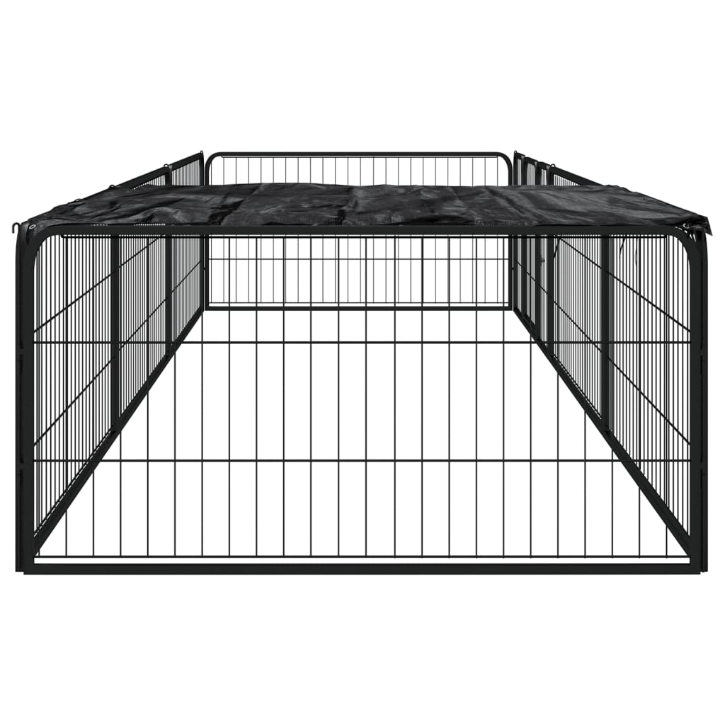vidaXL 8-panels hundegård 100x50 cm pulverlakeret stål sort