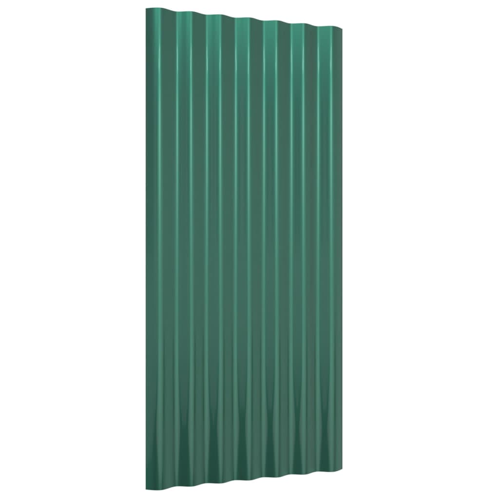vidaXL tagplader 12 stk. 80x36 cm pulverlakeret stål grøn