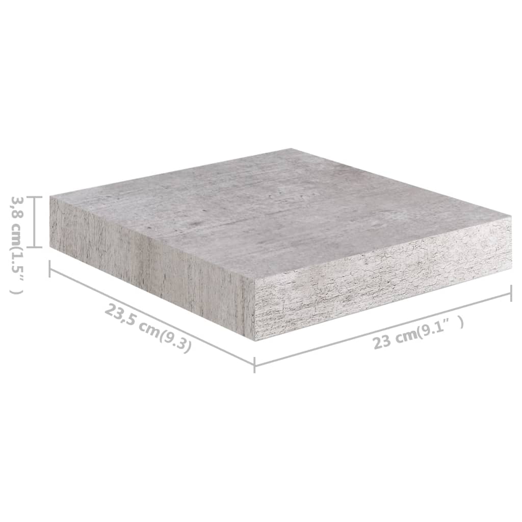 vidaXL væghylder 4 stk. 23x23,5x3,8 cm MDF betongrå
