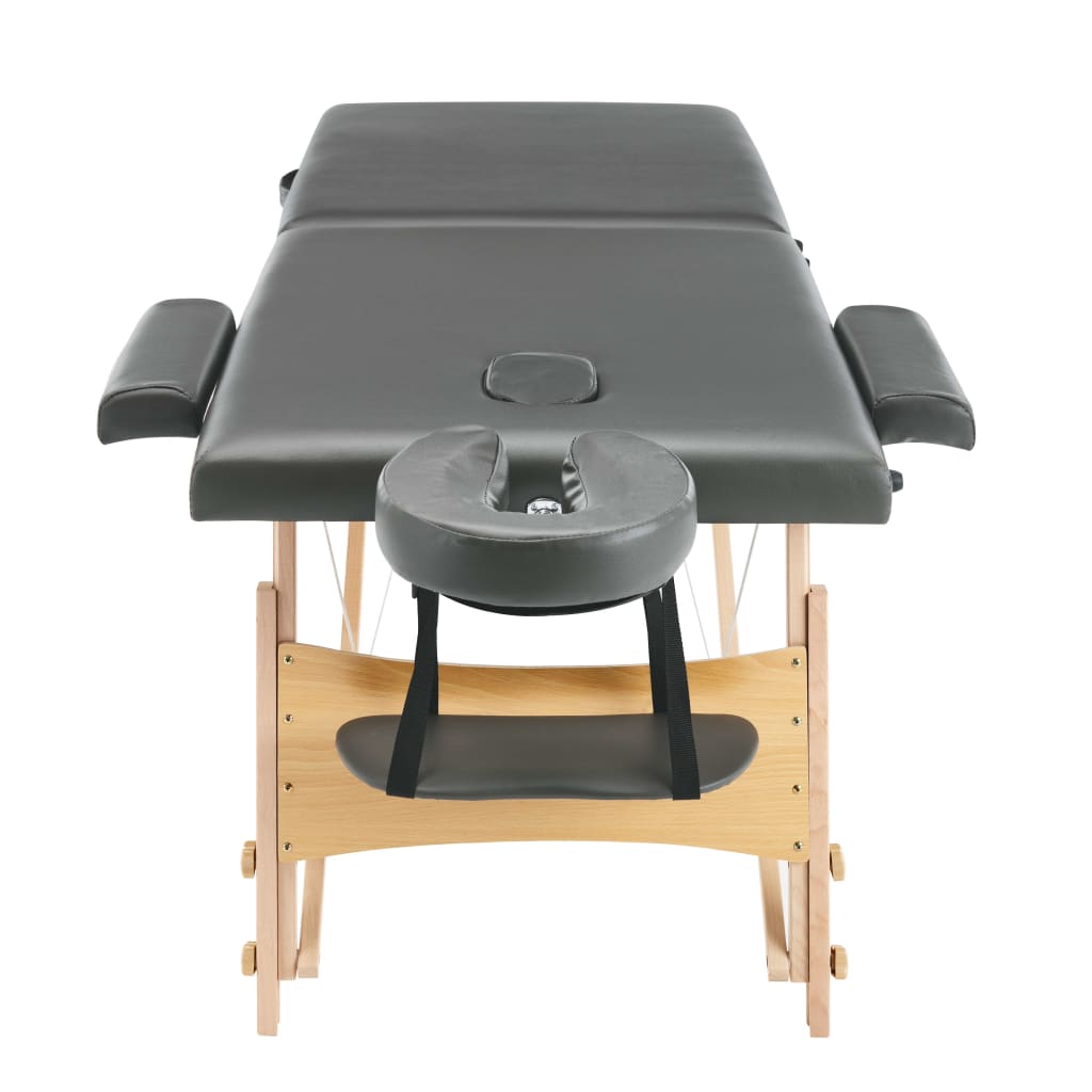vidaXL massagebord med 2 zoner træstel antracitgrå 186 x 68 cm