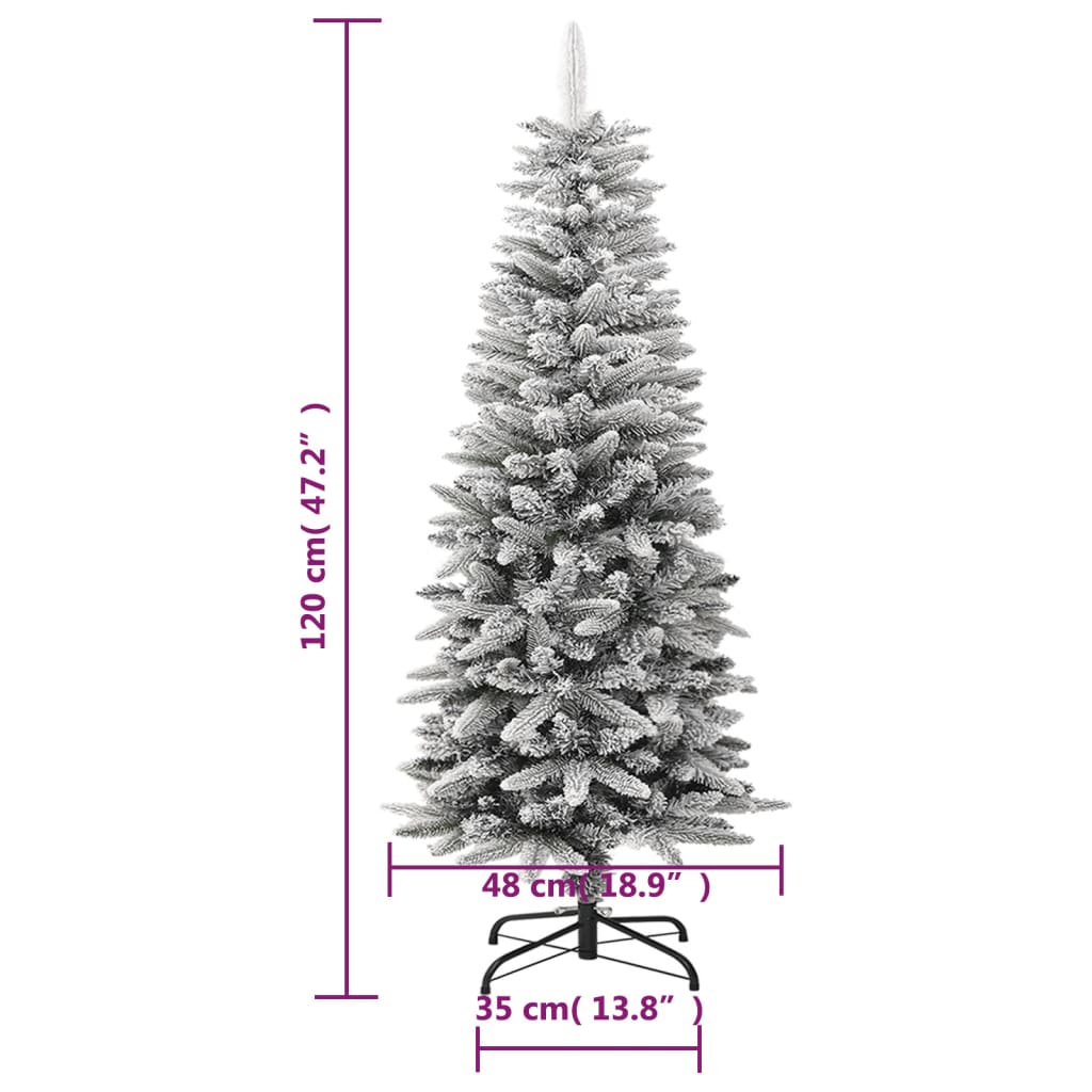 vidaXL kunstigt smalt juletræ med sne 120 cm PVC og PE