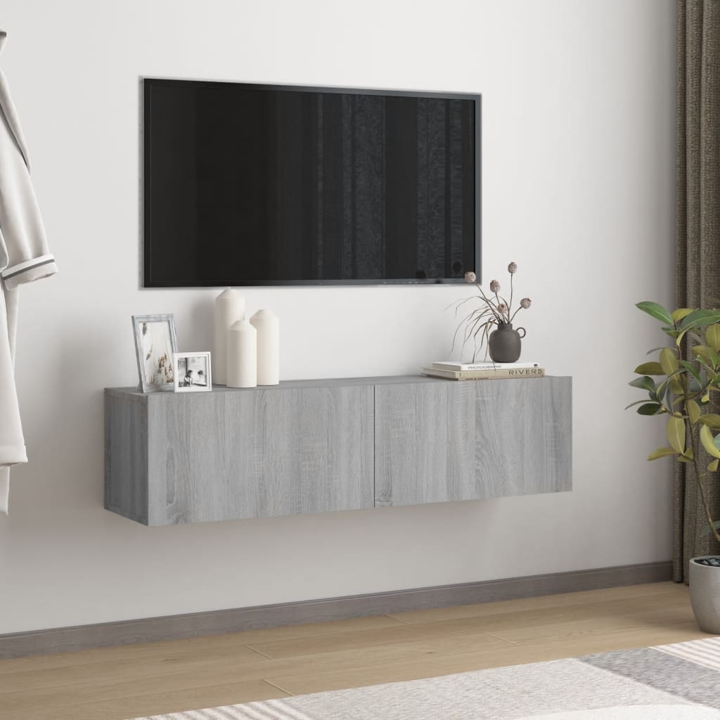 vidaXL væghængt tv-bord 120x30x30 cm konstrueret træ grå sonoma-eg