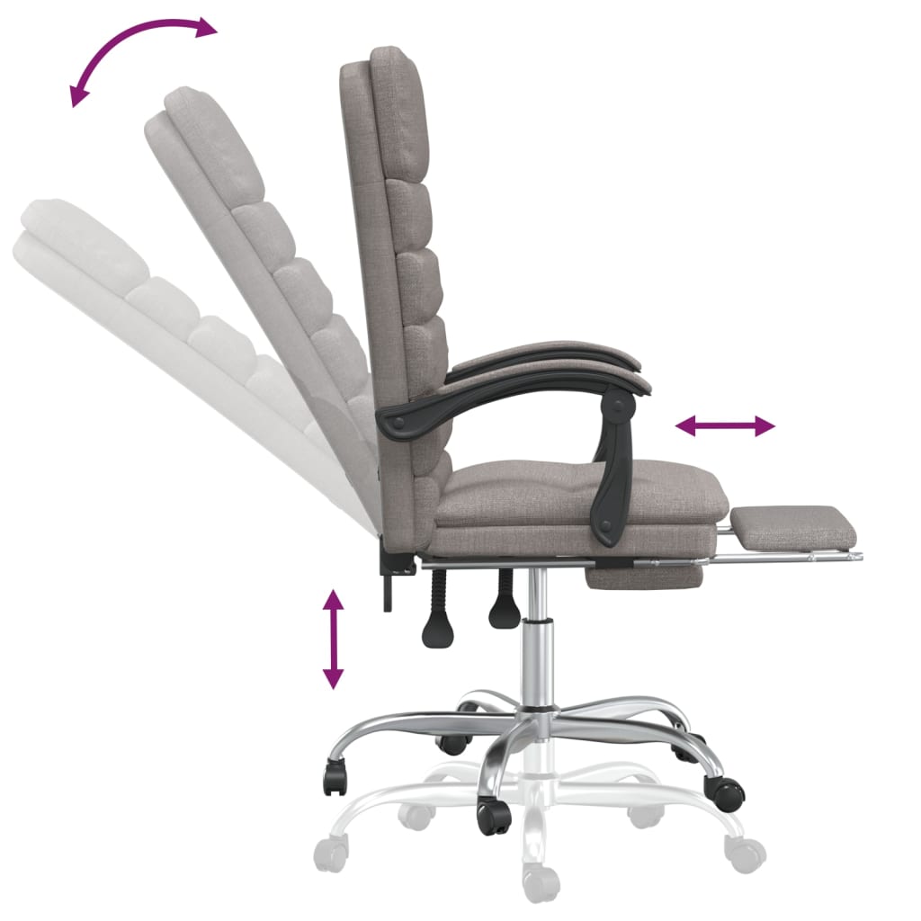 vidaXL kontorstol med massagefunktion stof gråbrun