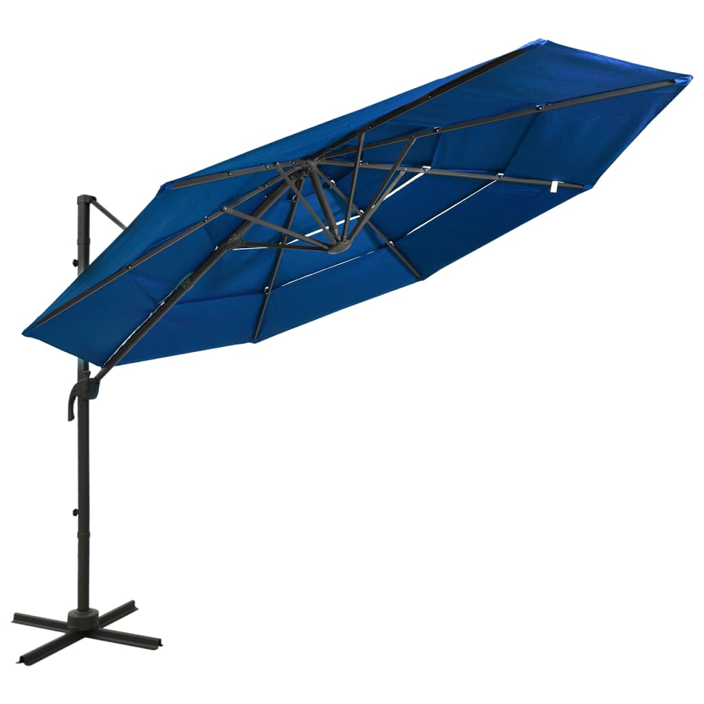 vidaXL parasol med aluminiumsstang i 4 niveauer 3x3 m azurblå