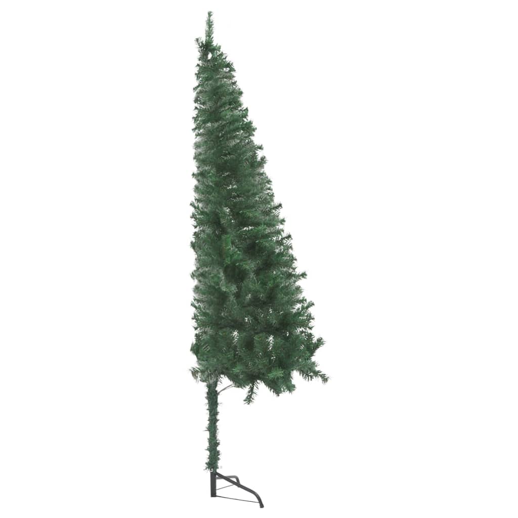 vidaXL kunstigt juletræ til hjørner LED og kuglesæt 240 cm PVC grøn