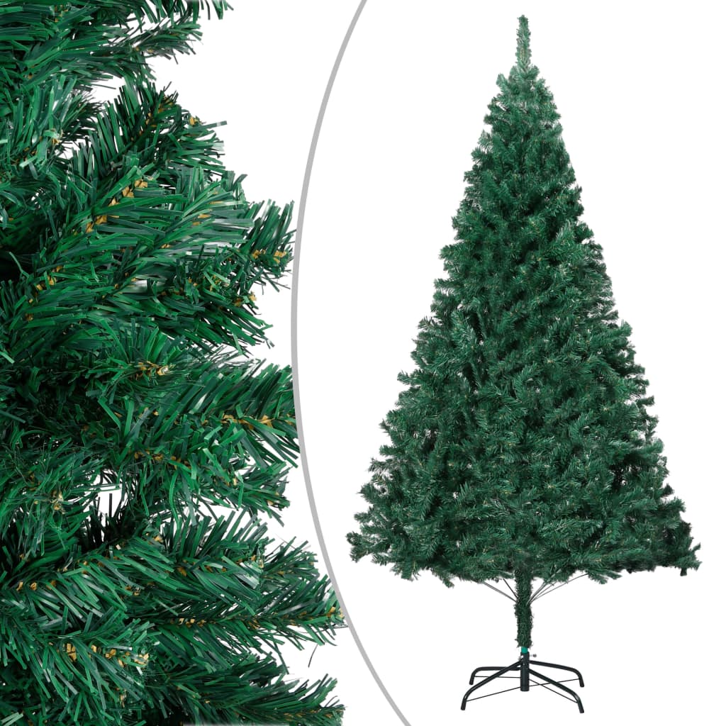 vidaXL kunstigt juletræ med tykke grene og lys 120 cm grøn