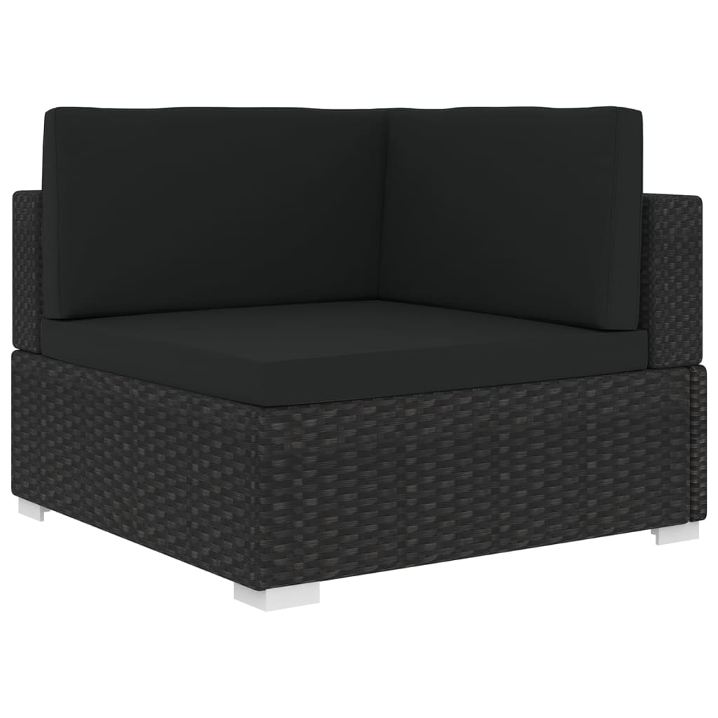 vidaXL hjørnesæde til sofa 1 stk. med hynder polyrattan sort