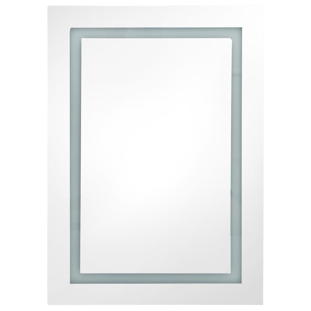 vidaXL badeværelsesskab med spejl + LED-lys 50x14x70 cm skinnende sort