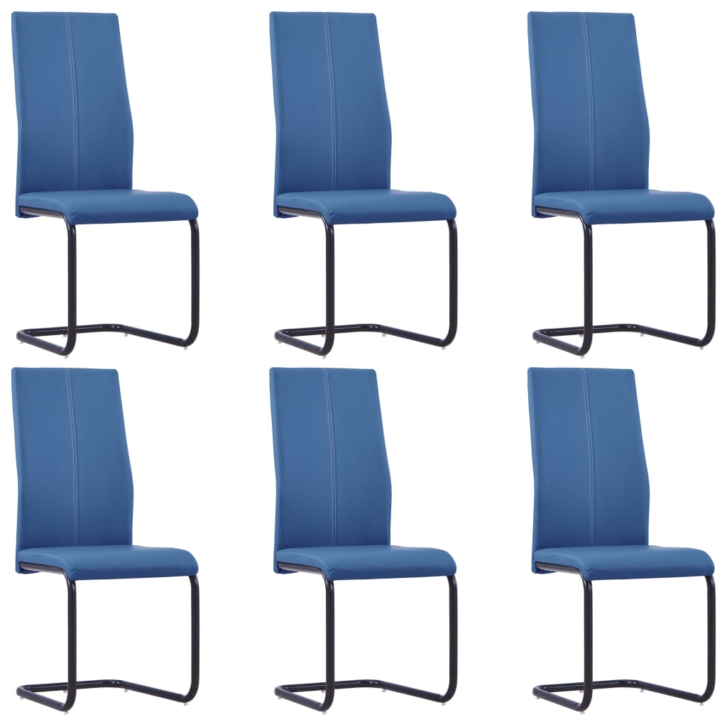 vidaXL spisebordsstole med cantilever 6 stk. kunstlæder blå
