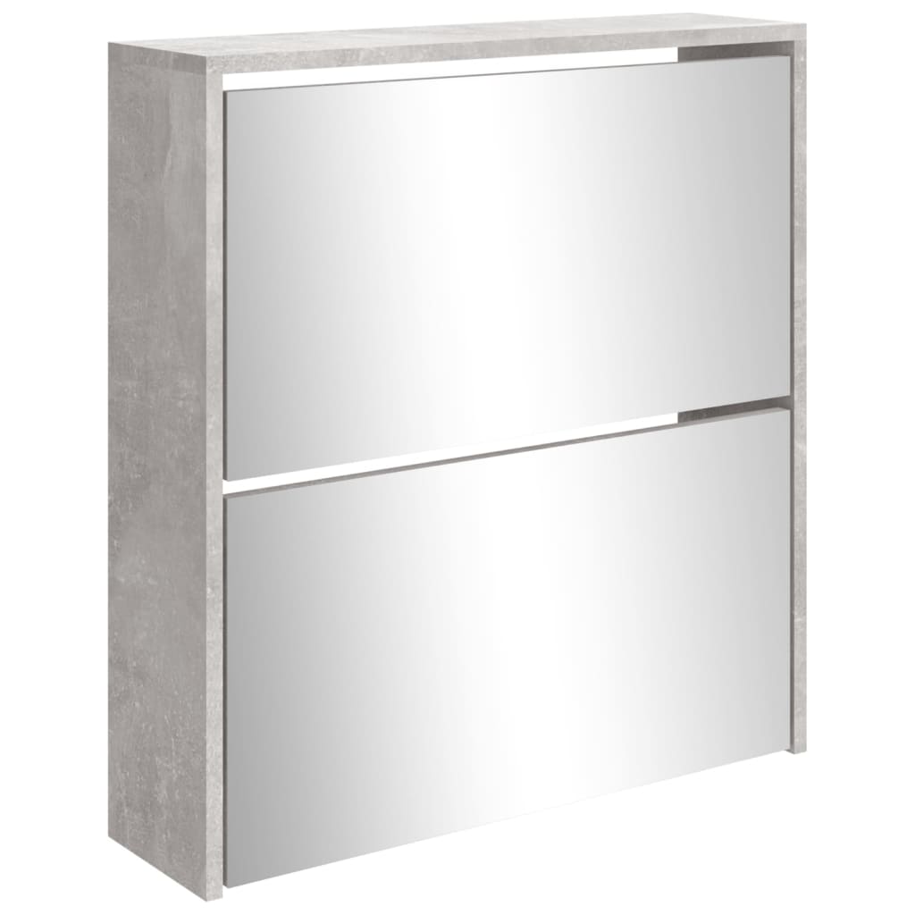 vidaXL skoskab med spejl 2 hylder 63x17x67 cm betongrå