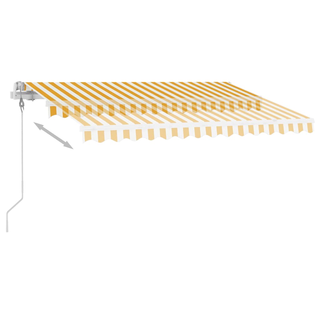 vidaXL markise m. LED+vindsensor 350x250 cm automatisk gul og hvid