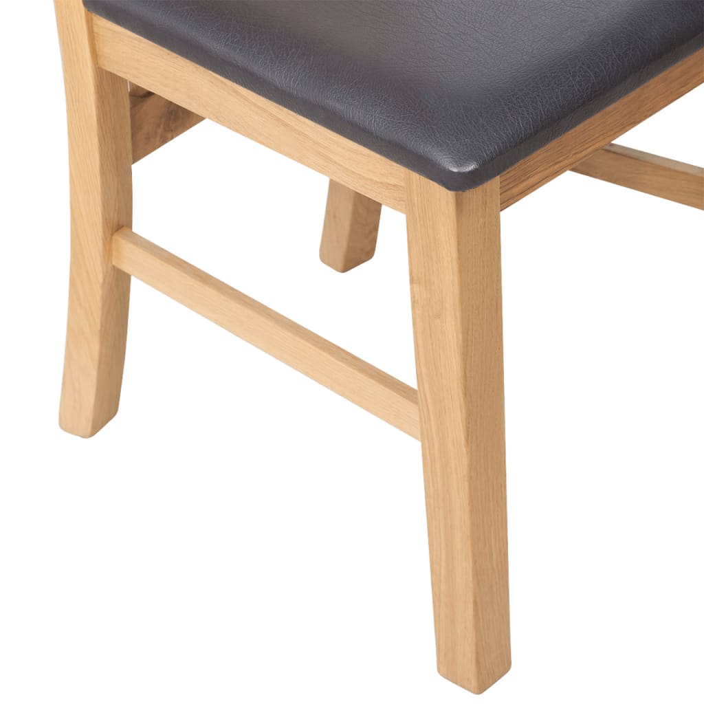 vidaXL spisebordsstole 2 stk. massivt egetræ og kunstlæder