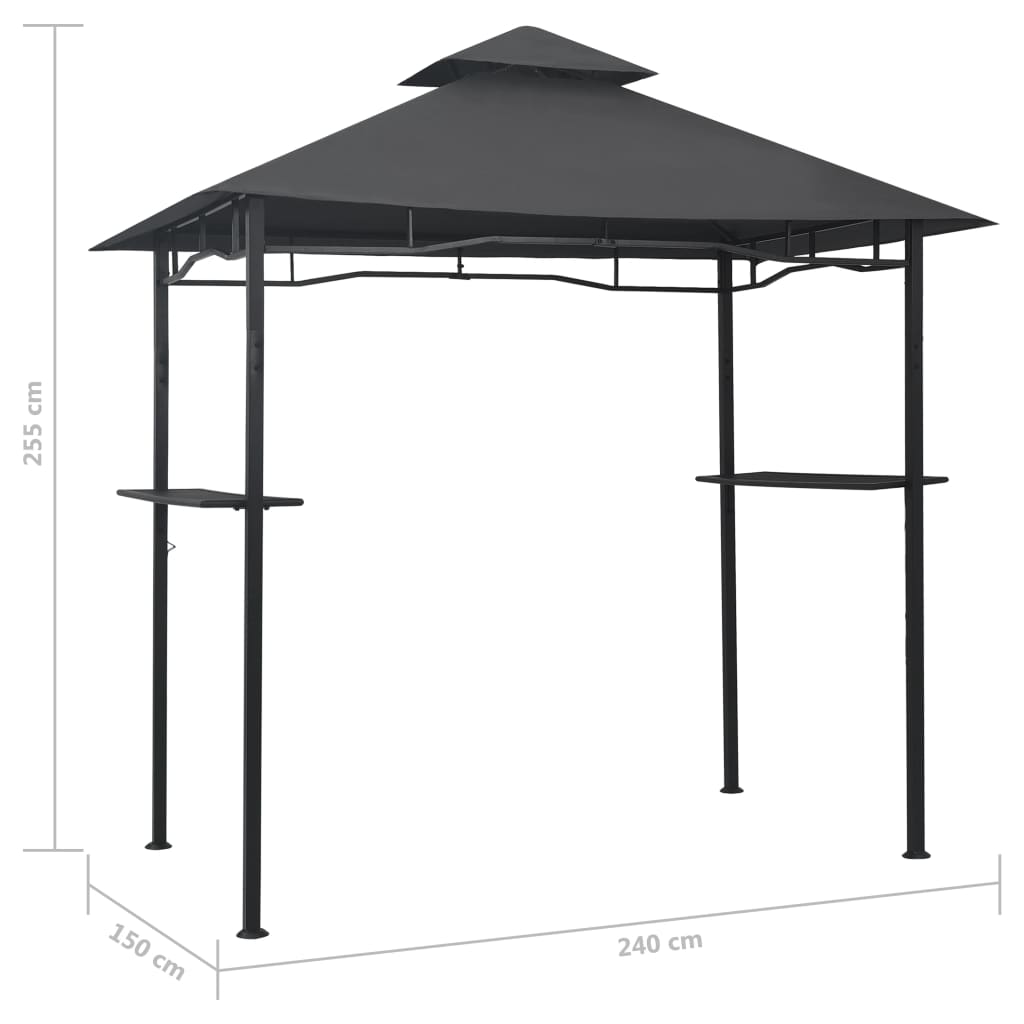 vidaXL grillpavillon 240x150x255 cm stål antracitgrå