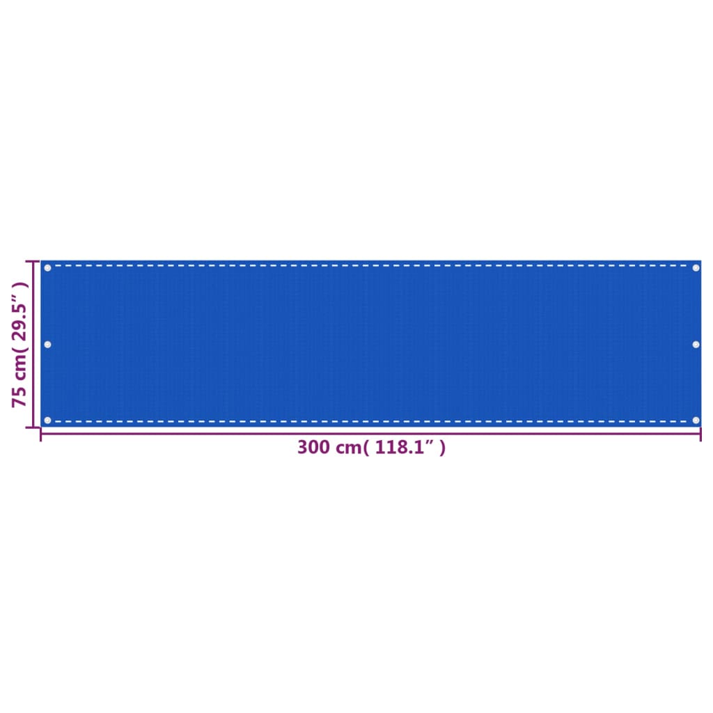 vidaXL altanafskærmning 75x300 cm HDPE blå