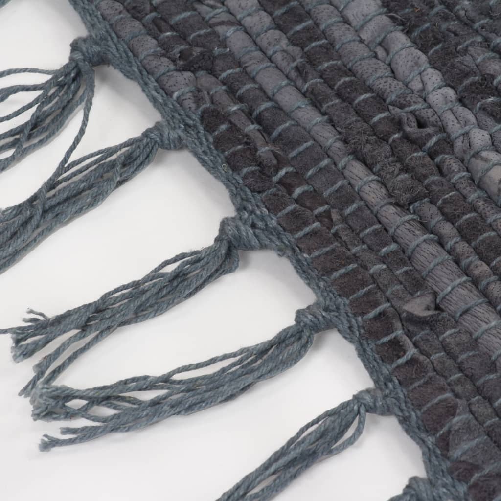 vidaXL håndvævet chindi-tæppe læder 120 x 170 cm grå