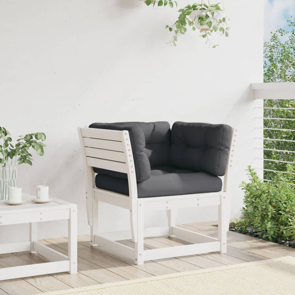 vidaXL sofamodul med hynder og armlæn massivt fyrretræ hvid