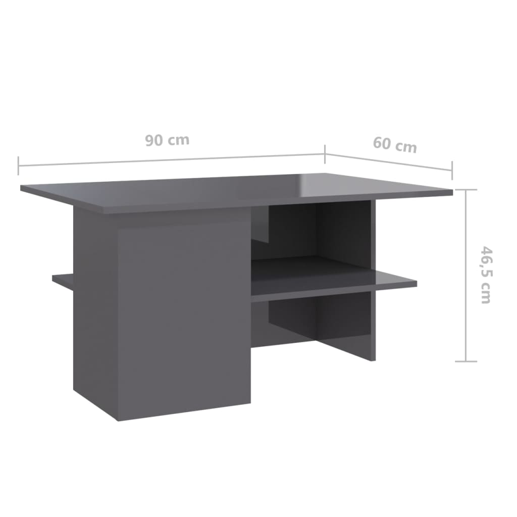 vidaXL sofabord 90x60x46,5 cm spånplade grå højglans