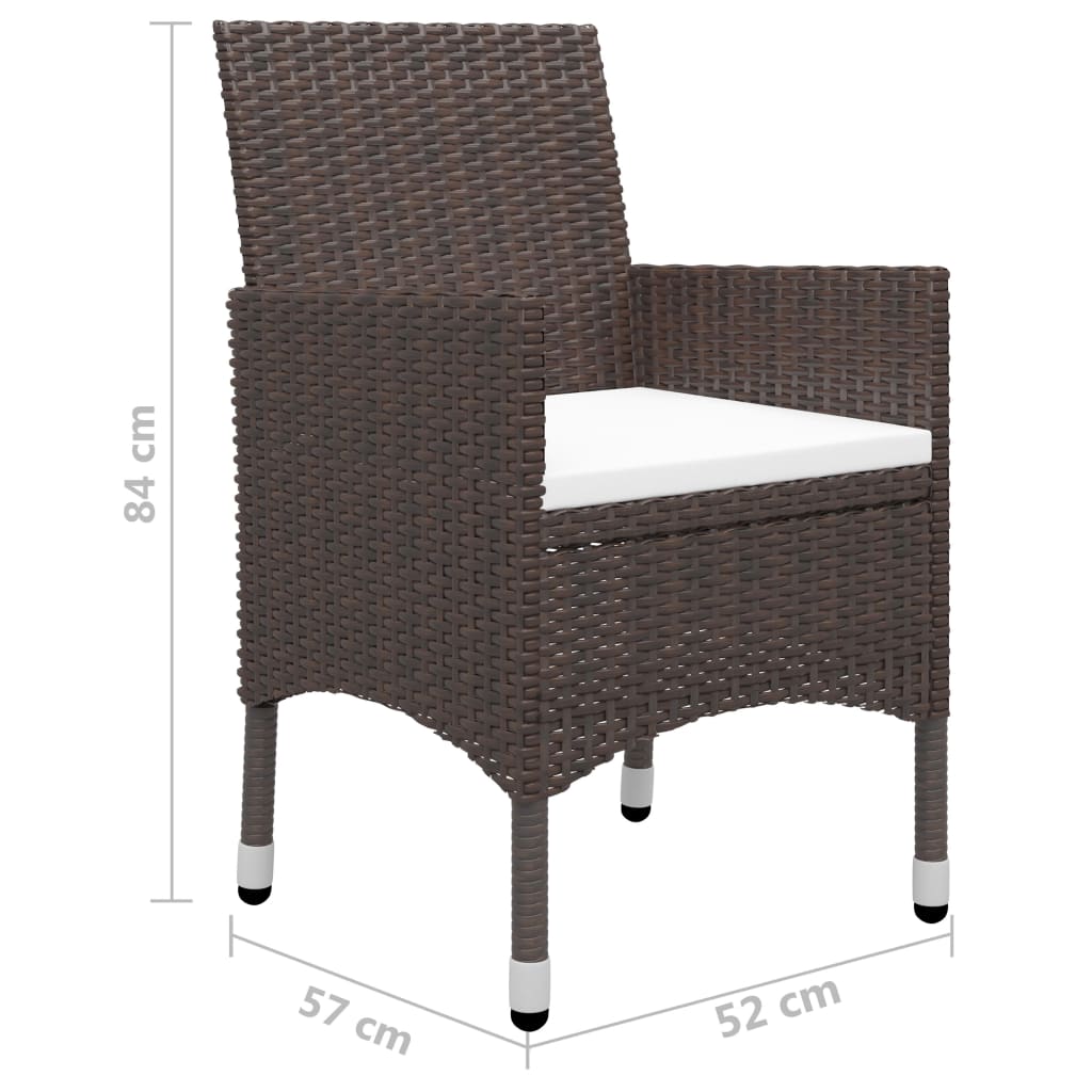 vidaXL spisebordsstole til haven 7 dele brun