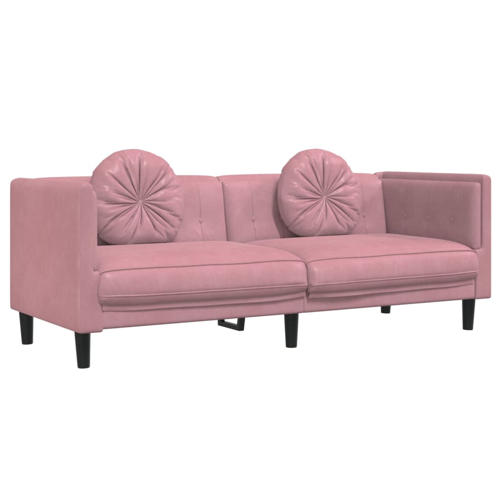 vidaXL sofasæt 2 dele med puder velour lyserød