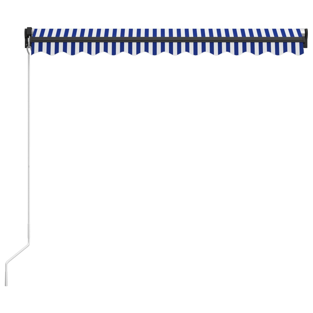vidaXL foldemarkise manuel betjening 300x250 cm blå og hvid