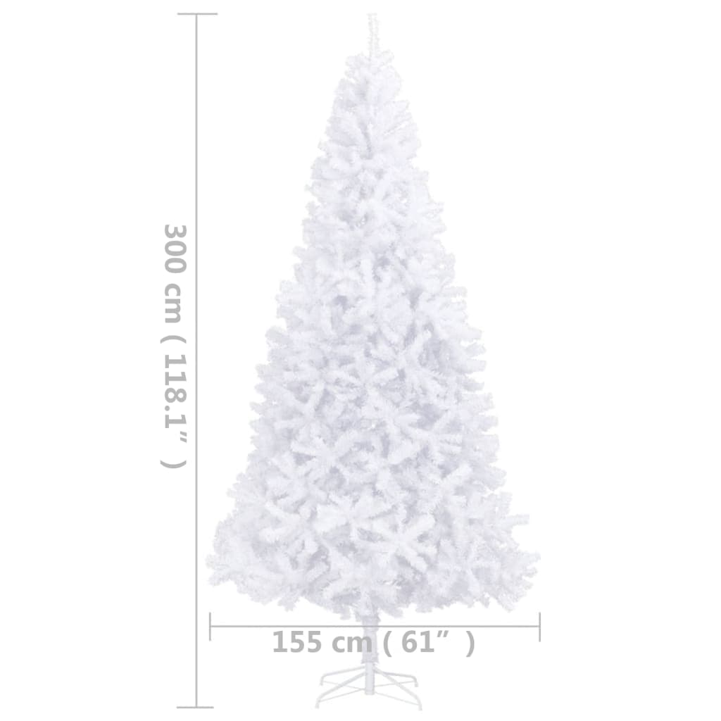 vidaXL kunstigt juletræ med lys 300 cm hvid