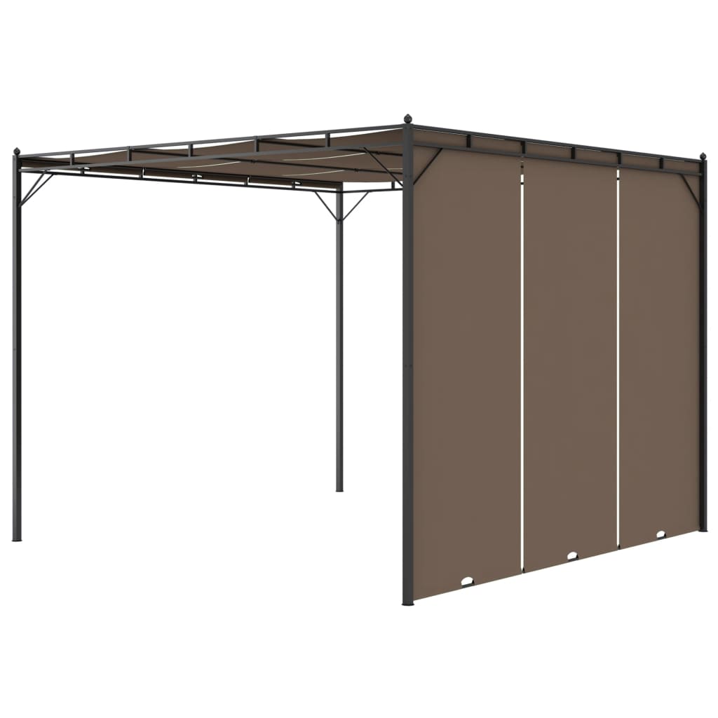 vidaXL havepavillon med gardin 3x3x2,25 m gråbrun