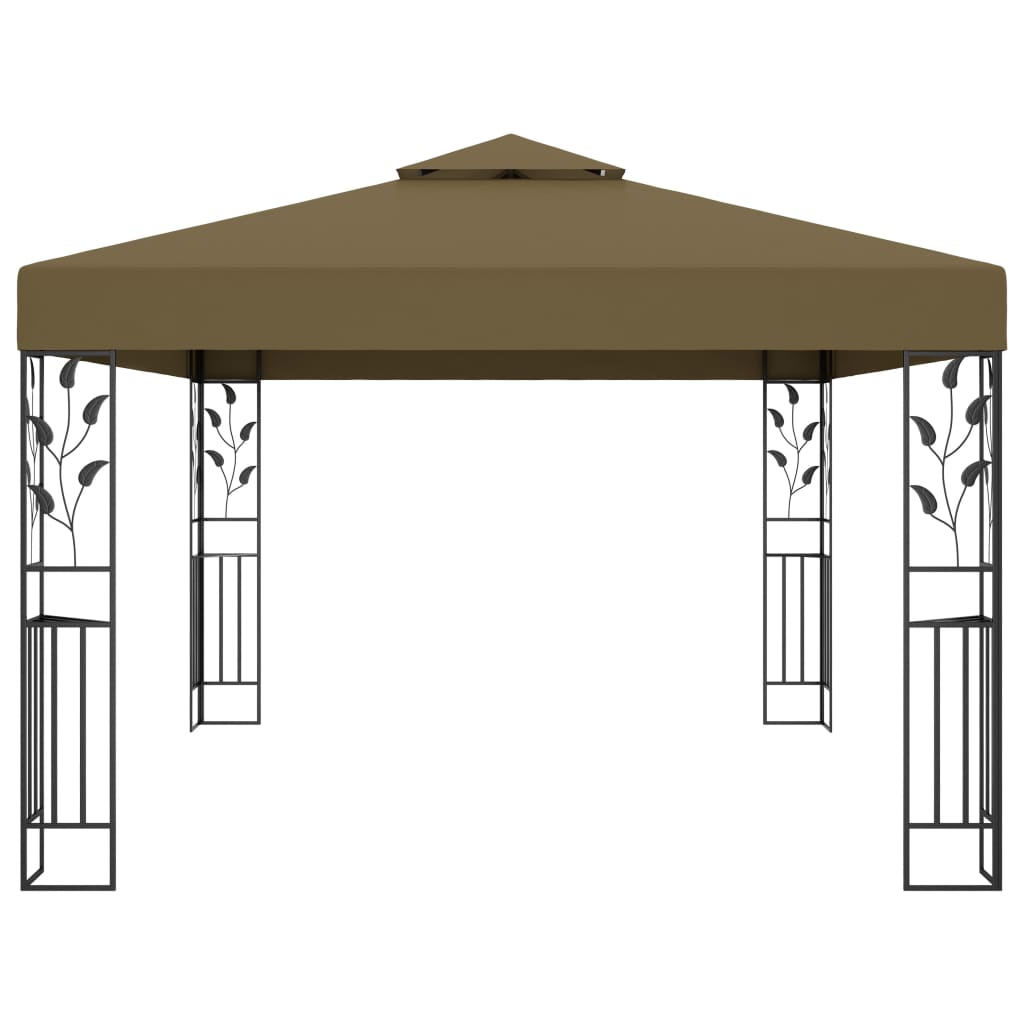 vidaXL pavillon med dobbelttag 3x4 m 180 g/m² gråbrun