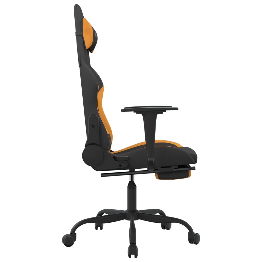 vidaXL gamingstol med fodstøtte stof sort og orange