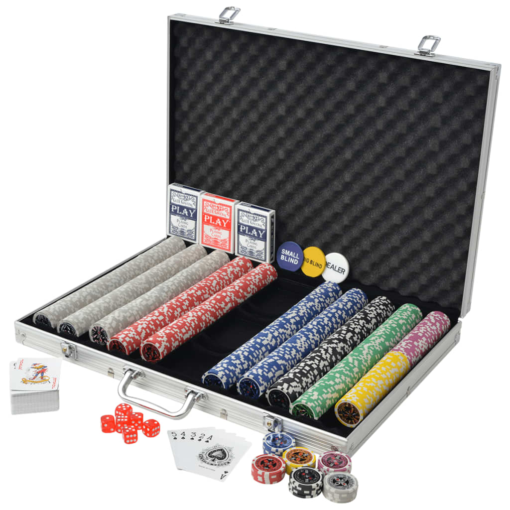 vidaXL pokersæt med 1.000 laserchips aluminium