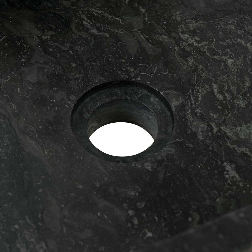 vidaXL badeværelsesskab med håndvask massivt teak marmor sort
