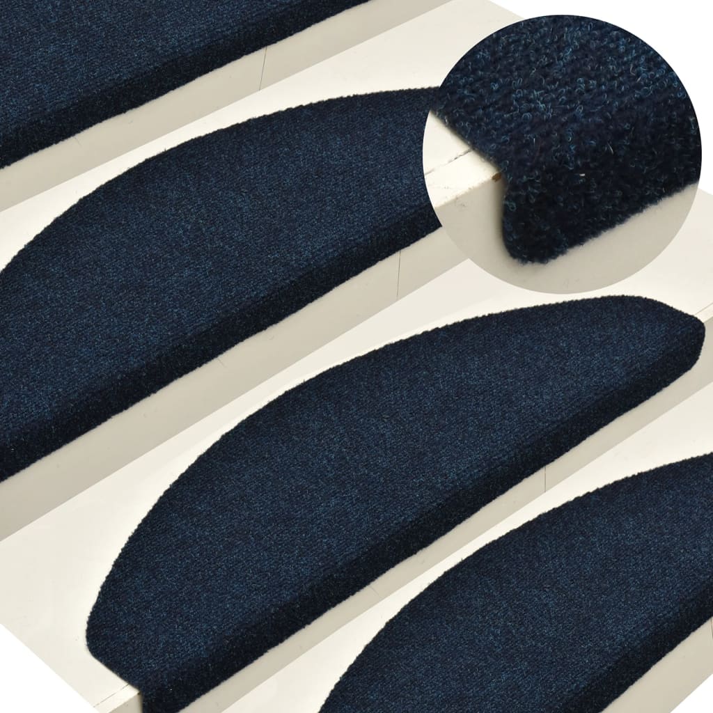 vidaXL selvklæbende trappemåtter 10 stk. 56x17x3 cm tuftet marineblå